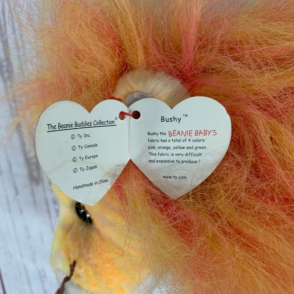 Vintage 2000 Ty Beanie Buddies Bushy the Lion Orange - Picture 3 of 10